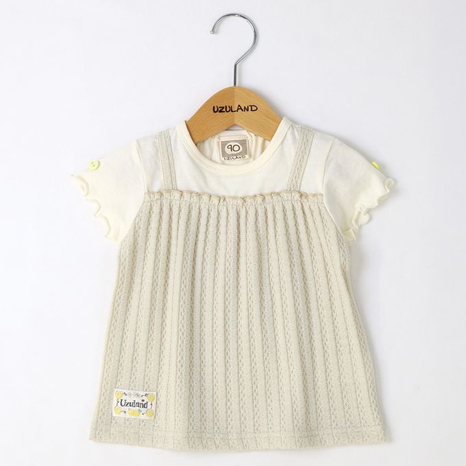 日本 ZOOLAND - 100%綿 溫柔緹花木耳短袖上衣-玫紅