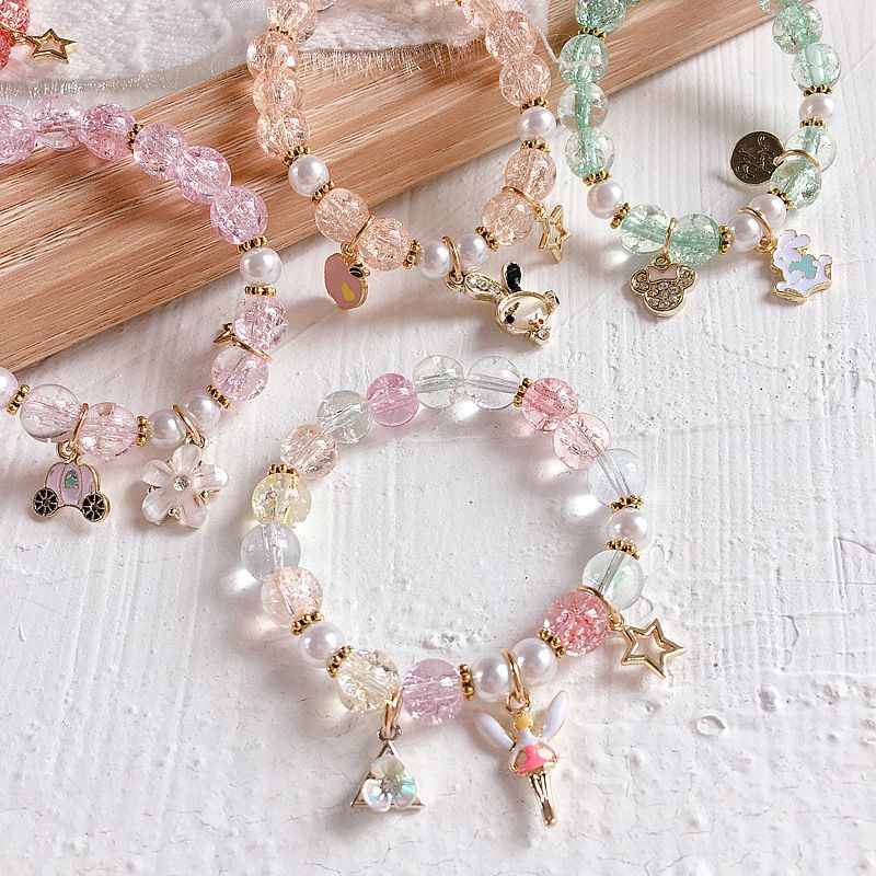 繽紛爆花水晶手鏈-獨角獸-漿果紅