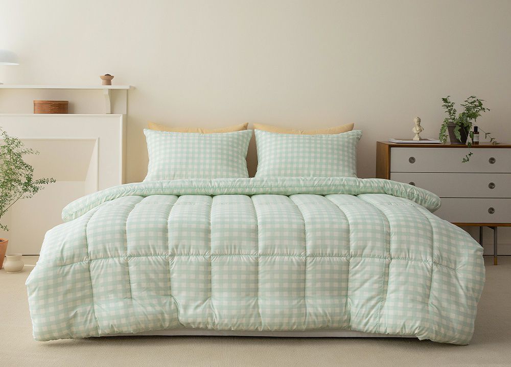 韓國 Maatila - 可水洗超細纖維桃皮感四季被-綠茶鬆餅