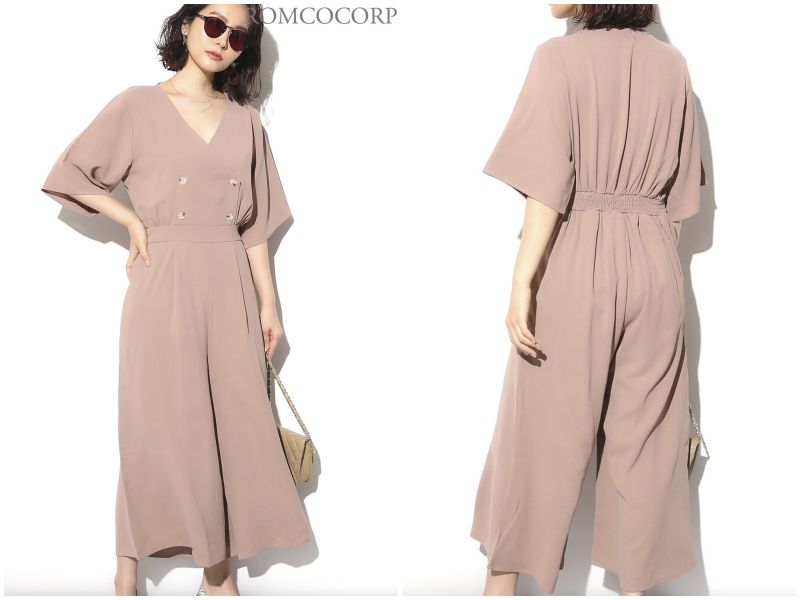 日本女裝代購 - 2way 碎花V領洋裝/罩衫外套-綠 (M(Free size))