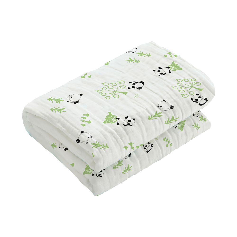 澎澎紗六層紗布抱被蓋毯 嬰兒多功能紗布浴巾 包巾-熊貓 (105*105cm)