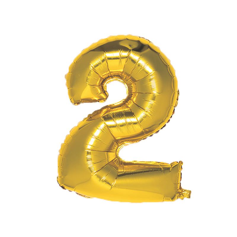 akachan honpo - 數字氣球-金色2-鋁箔氣球×1個・吸管×1枝