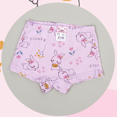 純棉四角褲(女寶)-粉花小兔