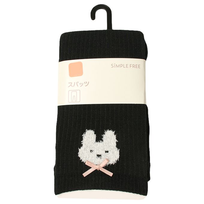 akachan honpo - 緊身褲-兔子造型裝飾-黑色