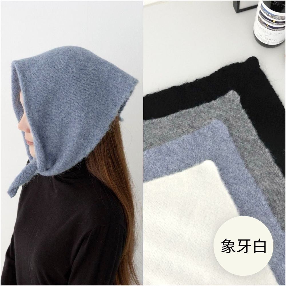 冬日保暖針織頭巾-象牙白