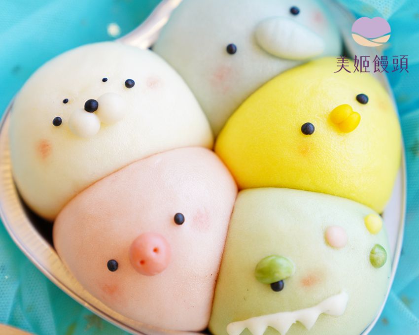 美姬饅頭 - 擠擠動物園鮮乳造型包子 (一盒五入)-245g