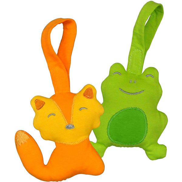 美國 green sprouts - 寶寶有機棉玩偶掛飾2入組-狐狸青蛙 (3M)