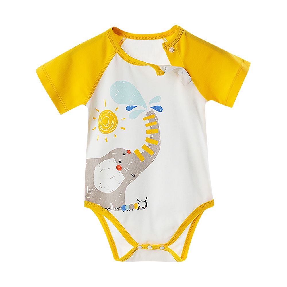 JoyNa - 寶寶包屁衣 可愛嬰兒短袖連身衣-大象戲水