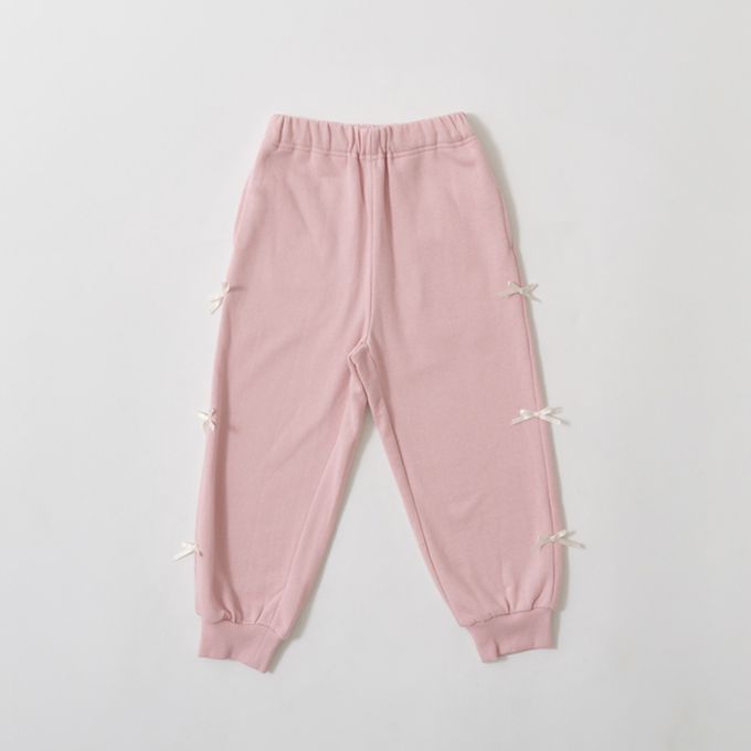 日本 Lycee mine - 蝴蝶結側邊少女休閒長褲-淺粉