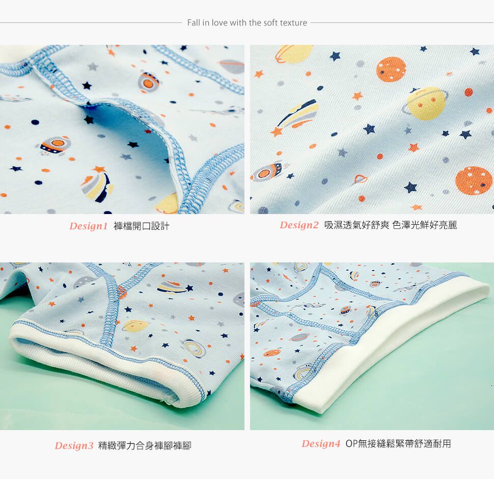 annypepe - 男童純棉行星組曲四角褲-藍灰