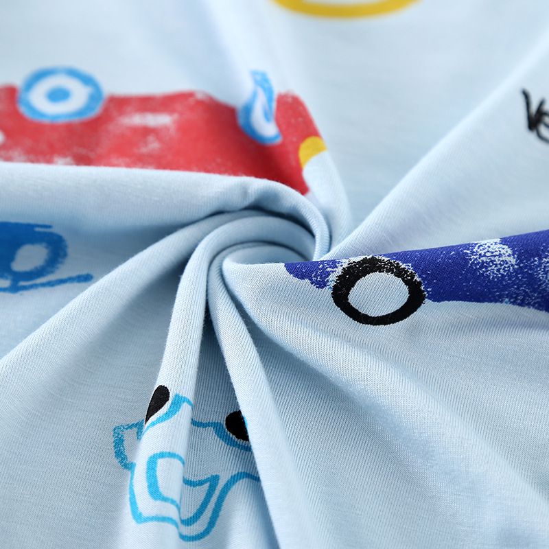 MAMDADKIDS - 透氣七分袖套裝/家居服-車車-白色