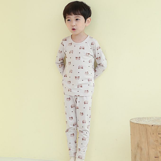 正韓 Cogibu - 極舒適無螢光劑幼兒/兒童 AERO WARM 有機發熱衣睡衣/家居服套裝組-熊寶貝