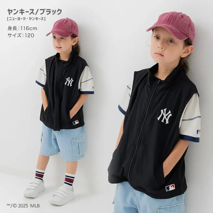 日本 Chil2 - MLB聯名 刺繡輕量尼龍背心-洛杉磯道奇-黑