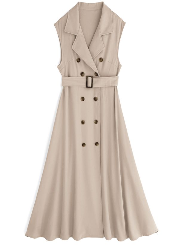 日本 GRL - 春日陽光綁帶長版風衣-卡其