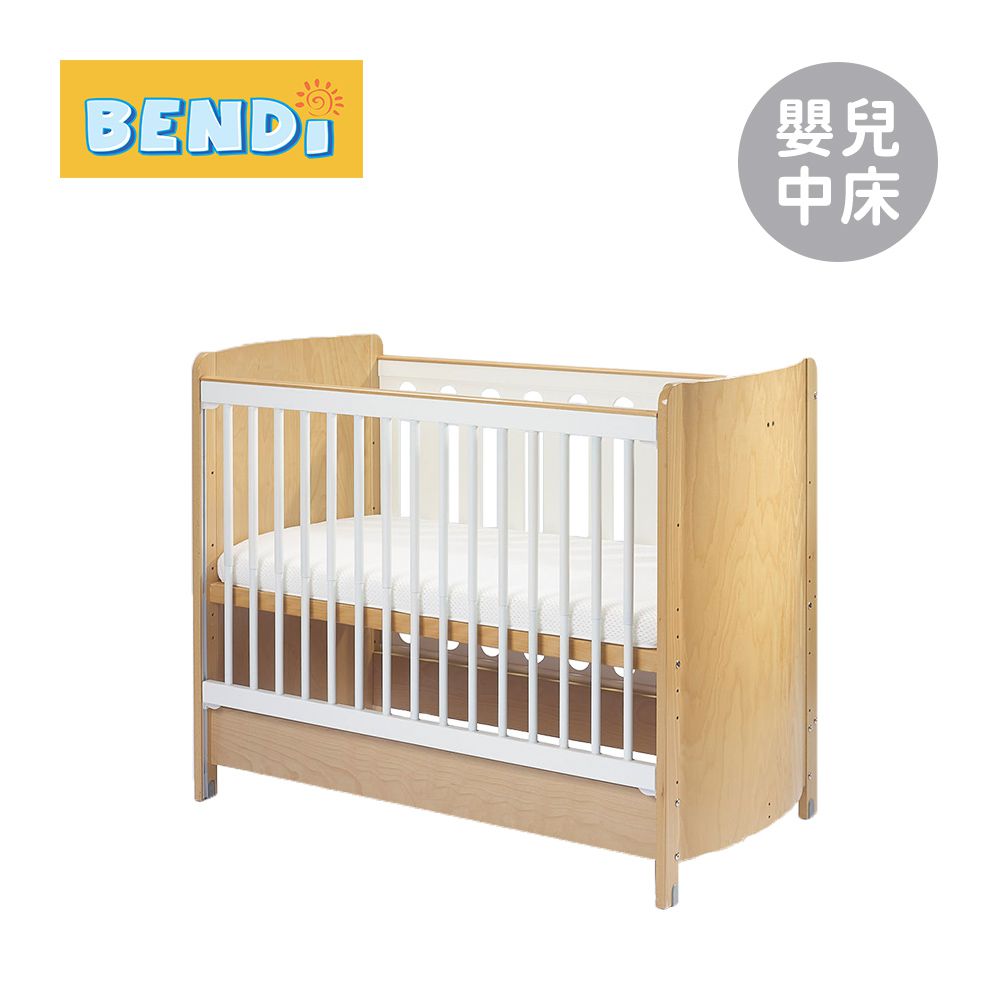 Flex Wood 頂級碳纖升降弧形嬰兒中床 原木側板 (床架+舒眠床墊)