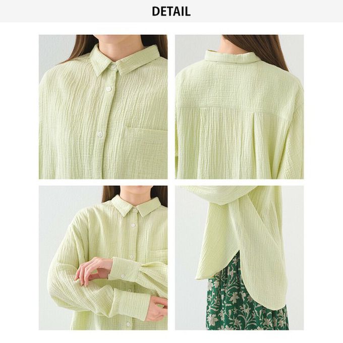 日本 OMNES - 100%印度棉 二重紗簡潔百搭襯衫-白