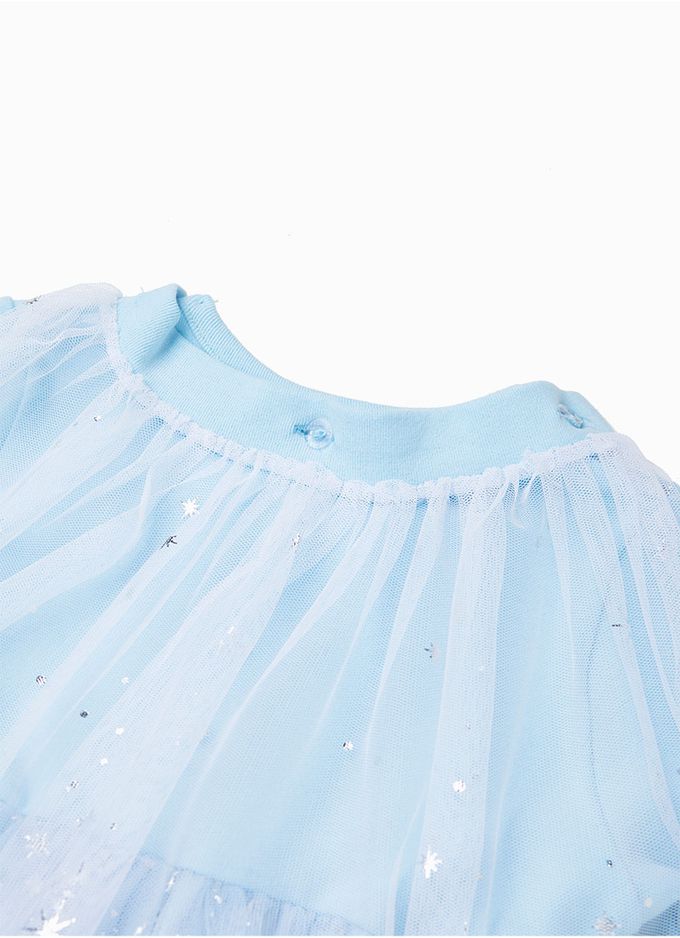 韓國 OZKIZ - 冰雪公主網紗披風洋裝-天空藍