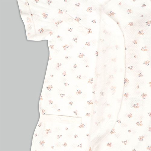 網眼新生兒內衣6件組按扣款-無袖短袖 小花-橘色 (50cm)
