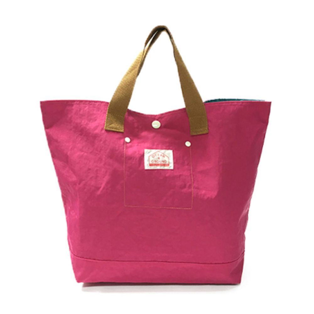 日本 OCEAN&GROUND - 經典休閒大容量手提袋/購物袋-GOODAY 純色-桃粉 PK (33x31x12cm)