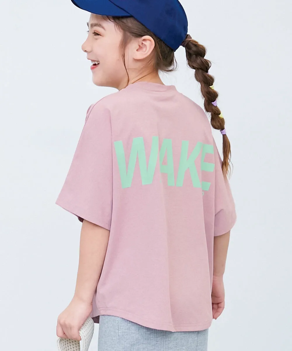[快乾防皺]防污機能短袖上衣-寬版WAKE-粉紅