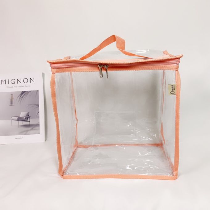 妞妞絲 - 透明收納袋-蜜桃橘 (M)