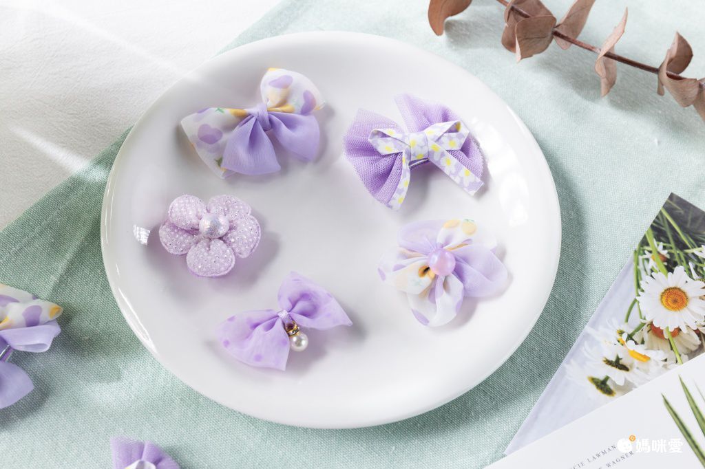 超萌不傷髮布藝髮夾(5入組)-女孩-咖啡色