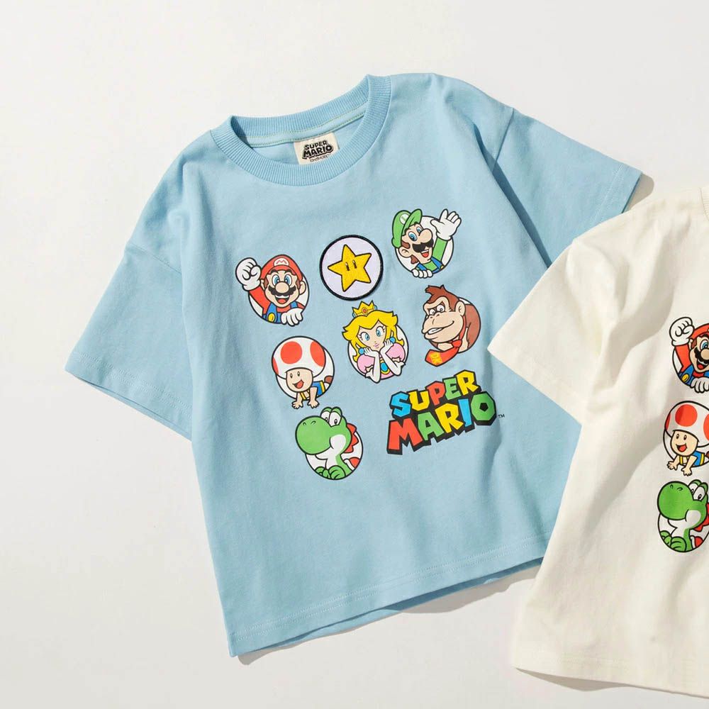 瑪利歐限定聯名短袖上衣-打招呼-水藍