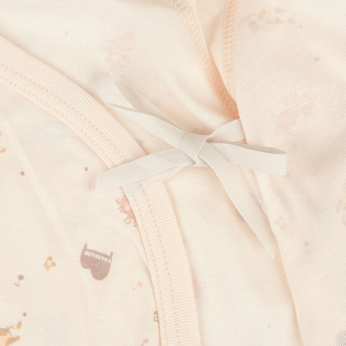 akachan honpo - 長袖蝴蝶裝2件組-按扣款 小貓-粉紅色 (50~60cm)