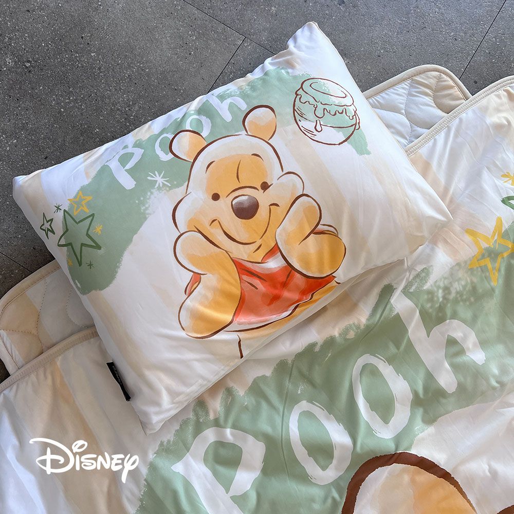迪士尼Disney - 涼感兒童三合一睡墊-捧臉維尼winnie (枕頭+枕套*1/睡墊*1/被子*1)