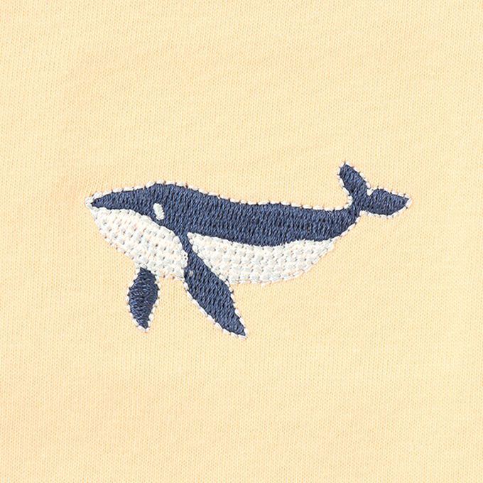 日本 petit main - [低價]接觸冷感 刺繡短袖上衣-大象-淺藍