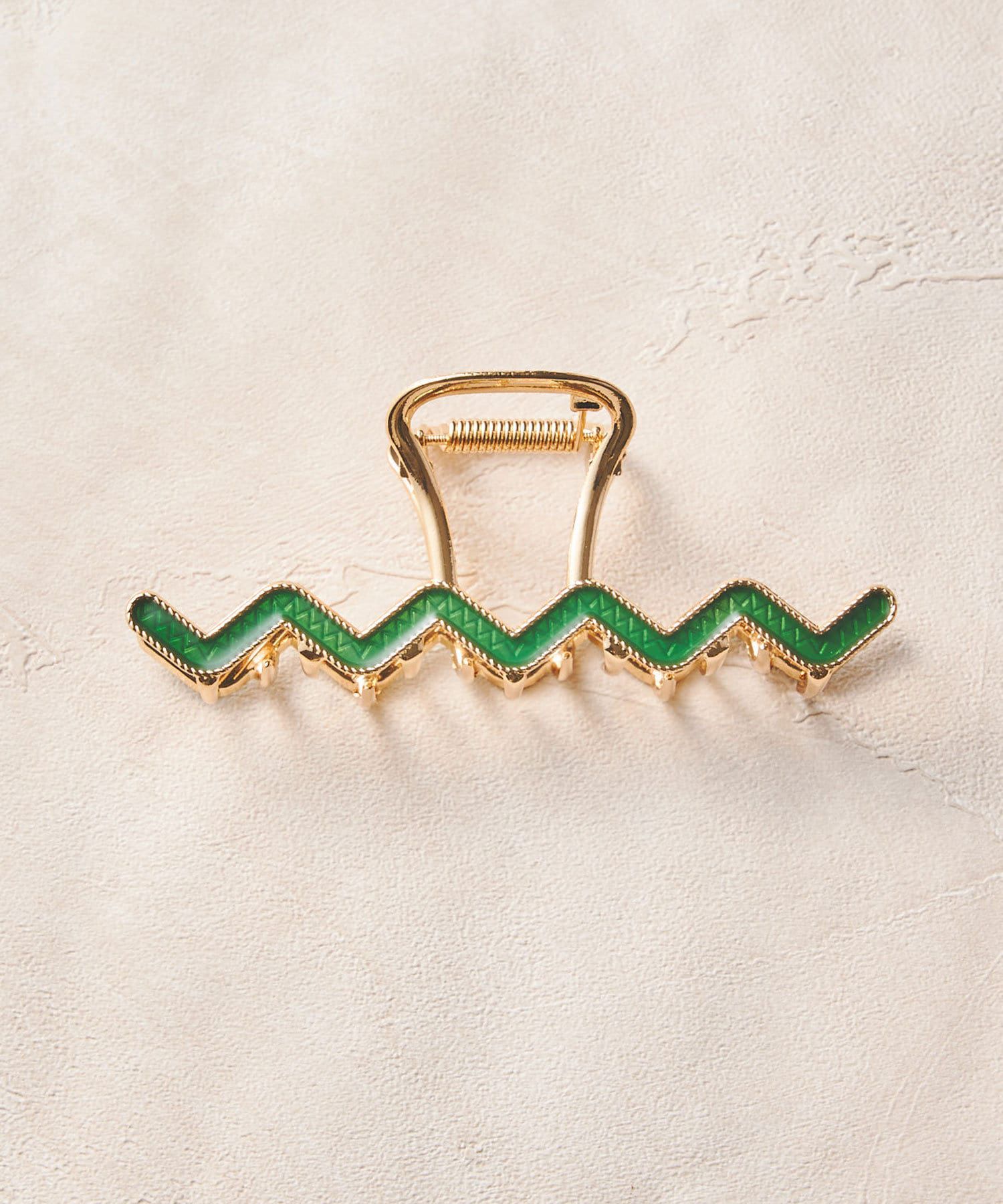 日本 Lattice - 頑皮線條金屬髮夾/鯊魚夾-草綠