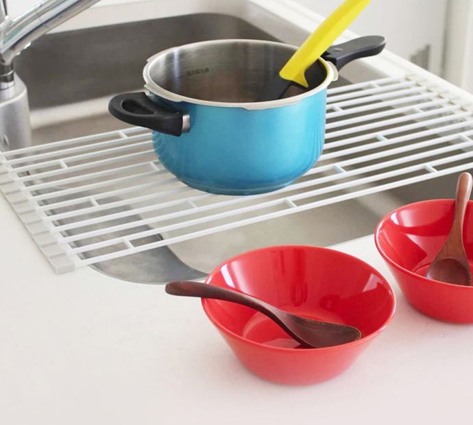 日本霜山 - 可摺疊多功能金屬水槽瀝水架 (加大款)