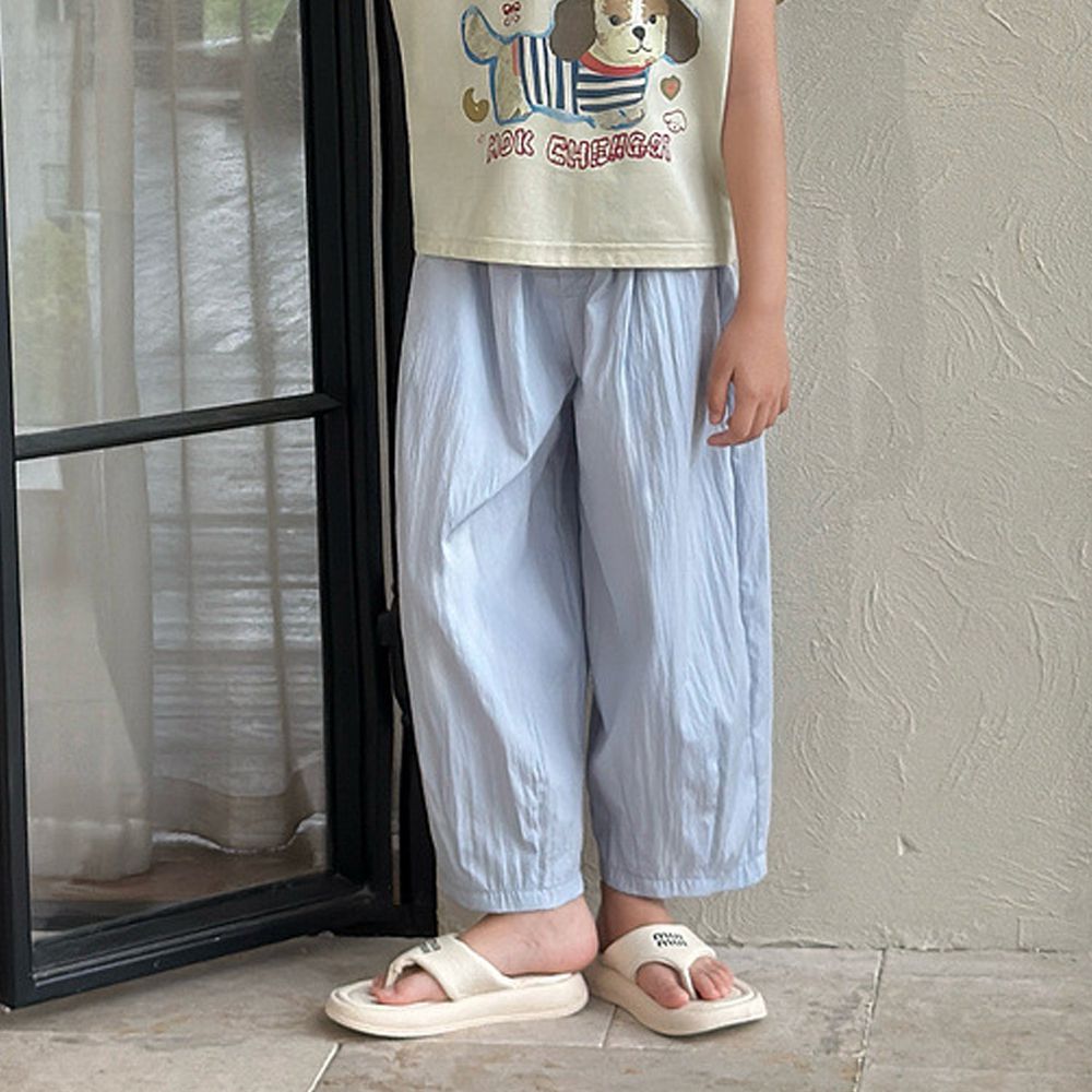 輕呼吸透氣舒適九分褲-藍色