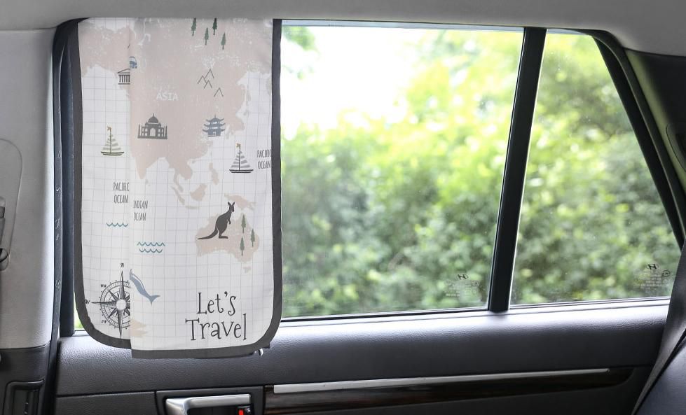 韓國 Bebe Deco - 三層遮光磁鐵遮陽窗簾-環遊世界 (65*45cm)