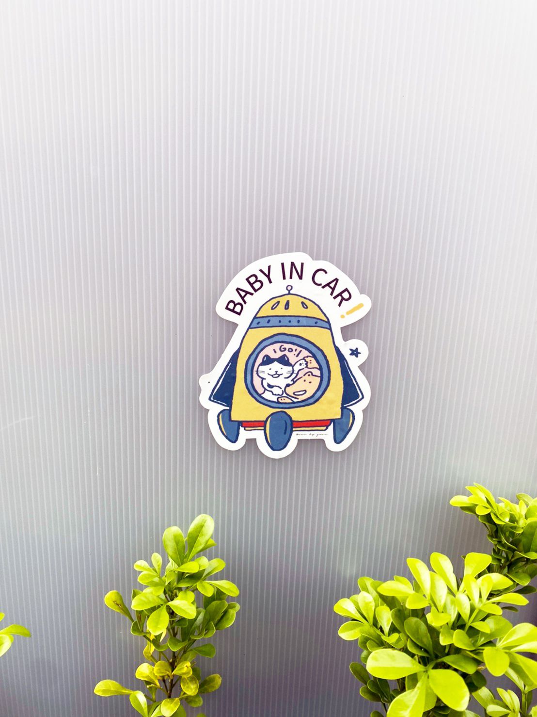 年年.studio - 不殘膠baby in car車貼-男孩款 (w10.5x9.5cm)