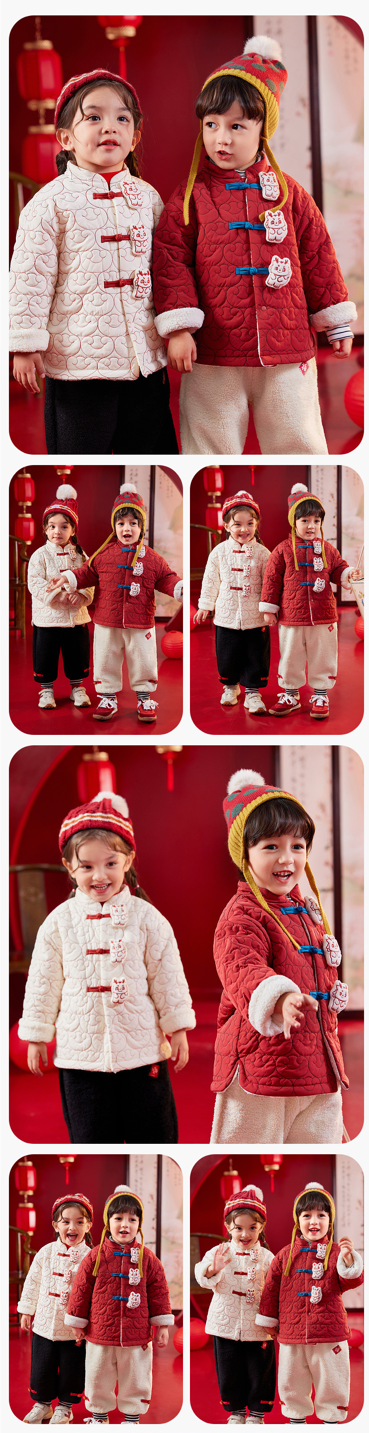 喜氣拜年旗袍領盤釦外套-立體龍寶寶-紅色