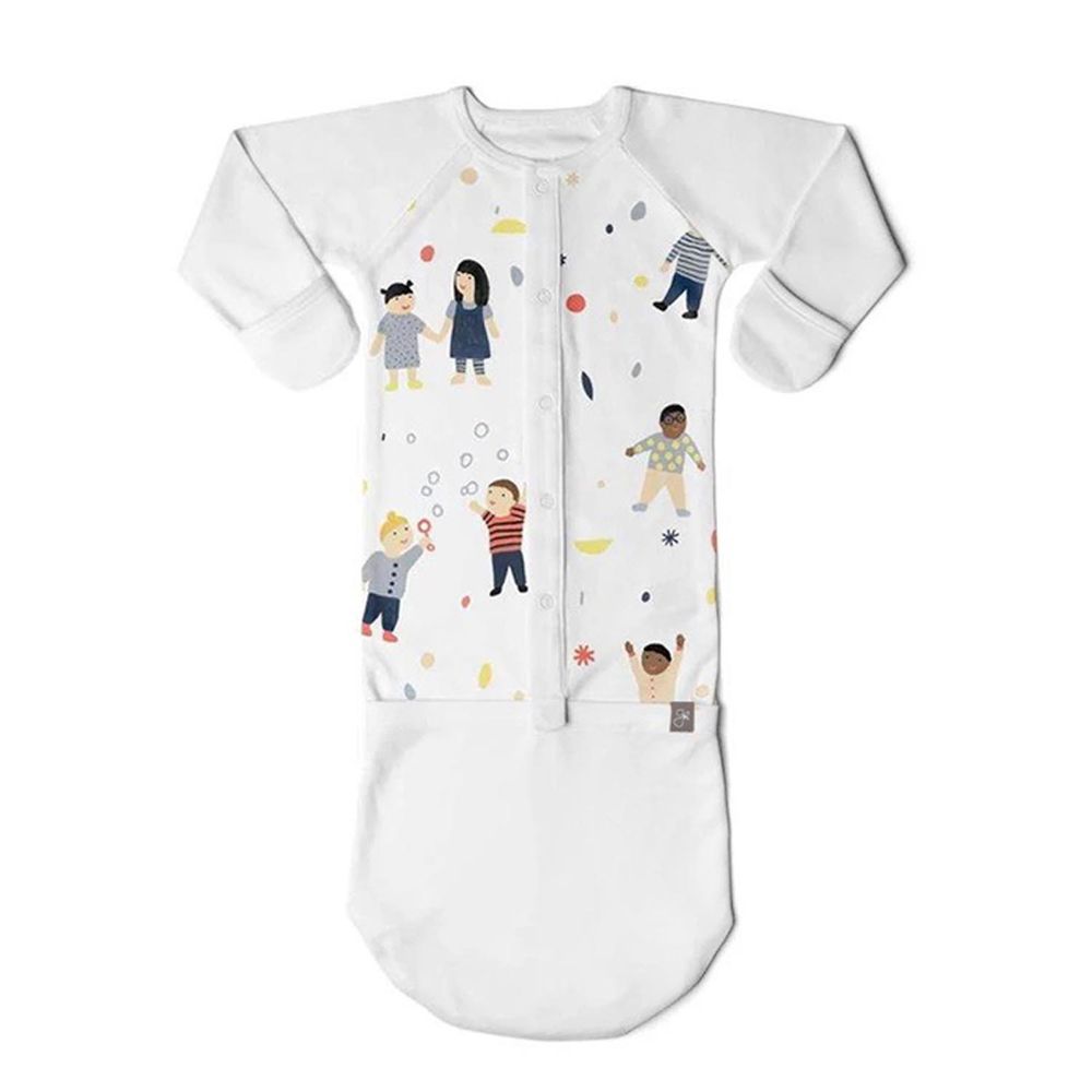 美國 GOUMIKIDS - 有機棉嬰兒睡袍-當我們童在一起 (3-6m)