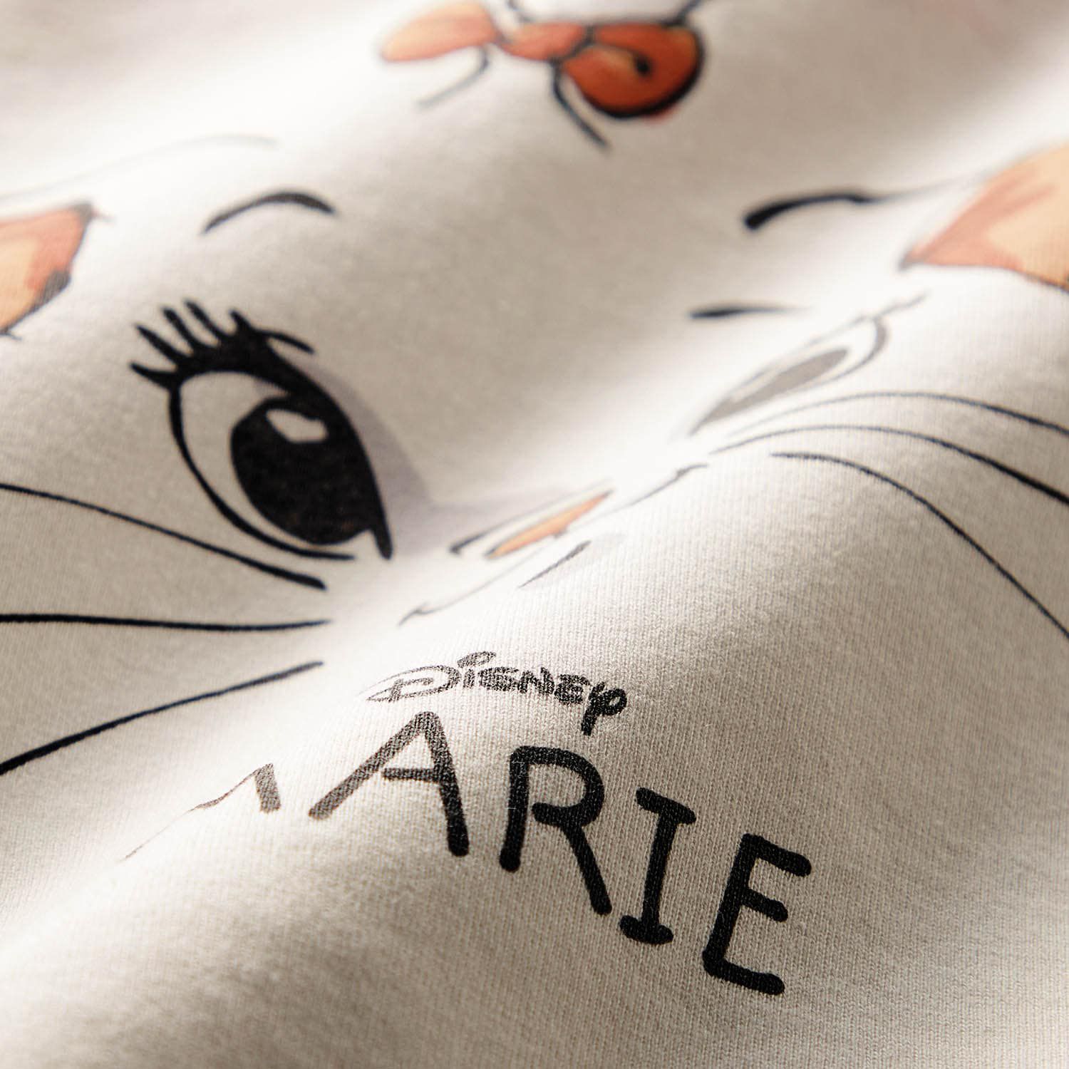 日本千趣會 - 迪士尼印花長袖上衣-瑪麗貓-粉x白