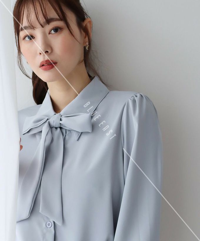 日本 BLUE EAST - 大人氣！優雅扭結雪紡長袖襯衫-白