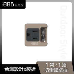 +886 [極野家] - 1開1壁插/防雷擊-奶茶棕