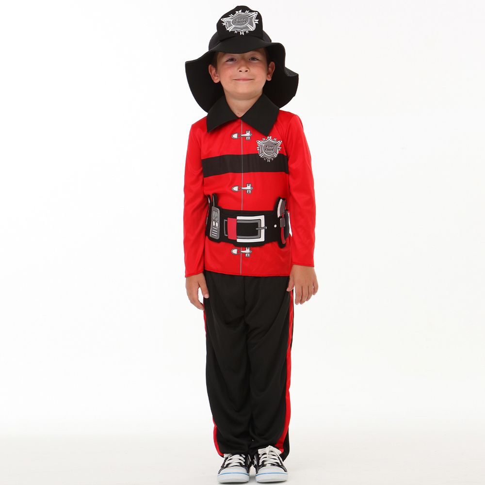 Love, Charlotte - 小小消防員-紅消防員褲裝-內含上衣+褲子+帽子+腰帶