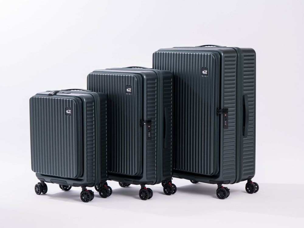 前行者行李箱-前開式-松影綠