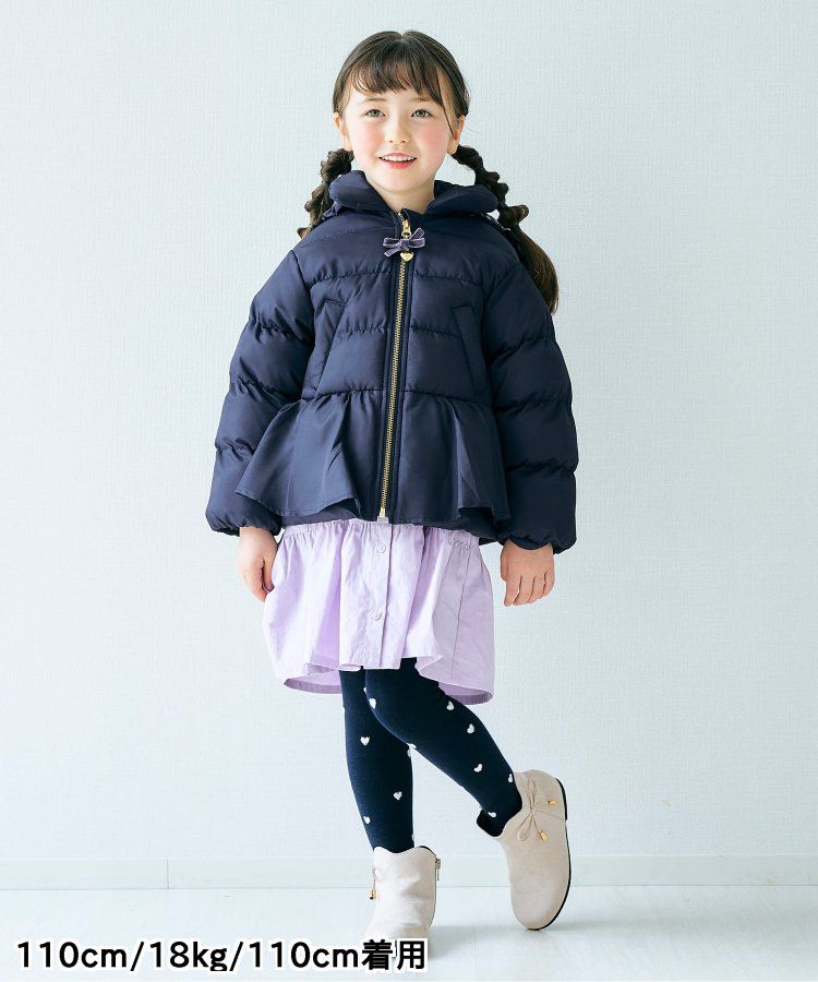 日本 apres les cours - [女孩最愛]愛心金釦夢幻荷葉鋪棉外套-酒紅