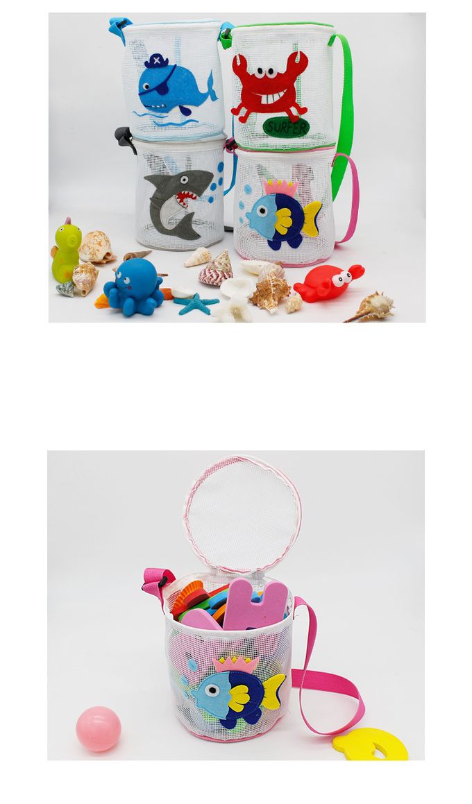 立體造型兒童斜背玩沙包/水桶包-小魚-粉色 (17x15cm)