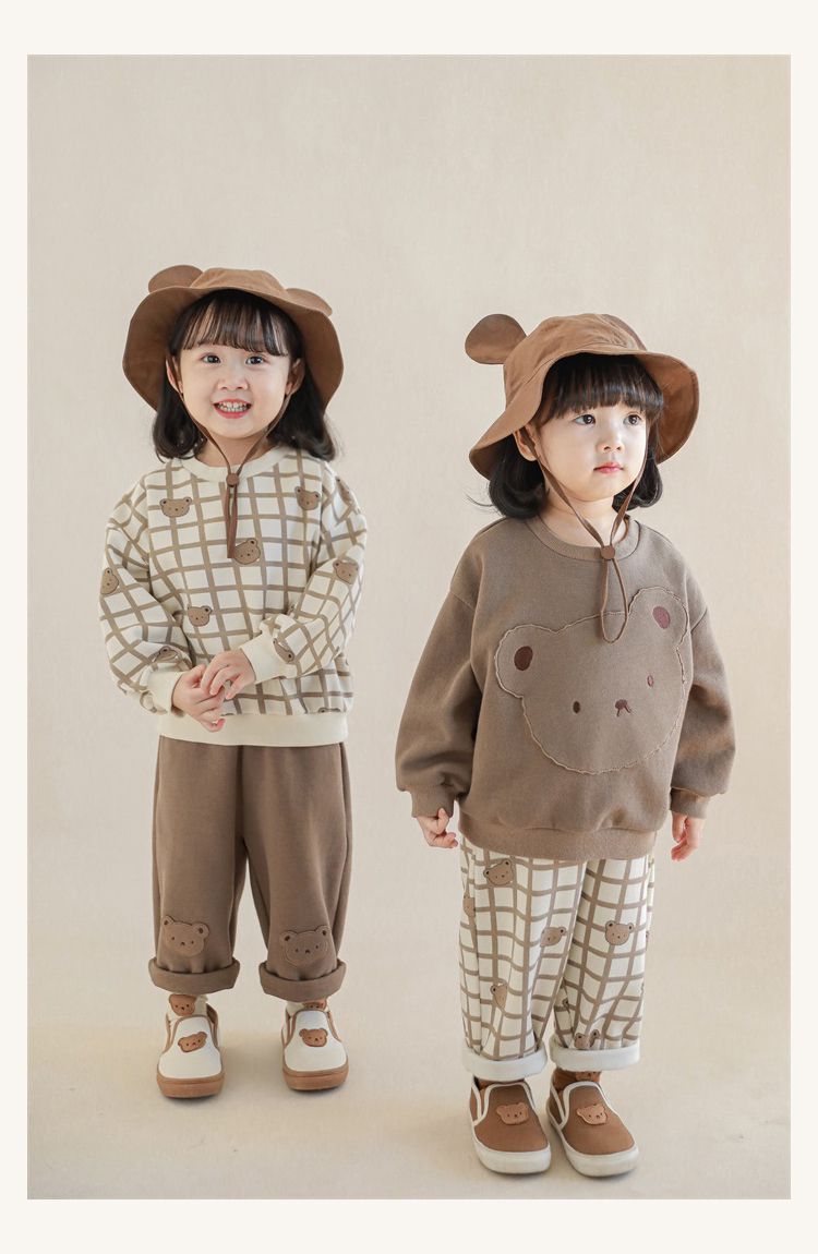 童趣造型吊帶長褲-熊熊小口袋-米白色