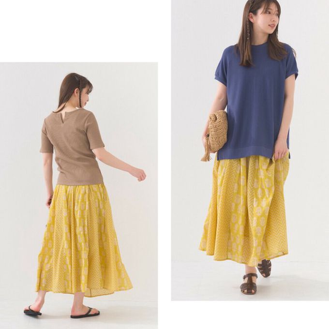 日本 OMNES - 100%印度棉 奢華印花飄逸感長裙-紫