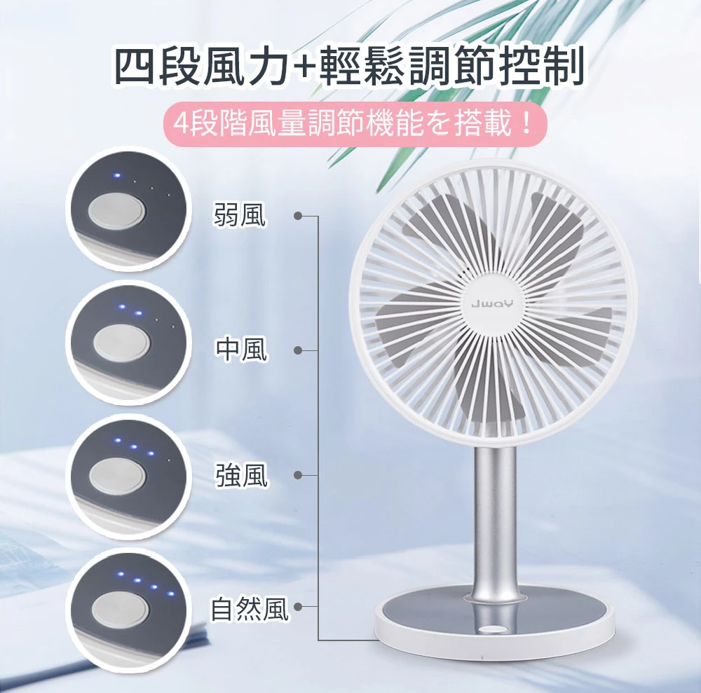 Jway - 七吋自然風USB長效桌立扇-JY-FN301-白