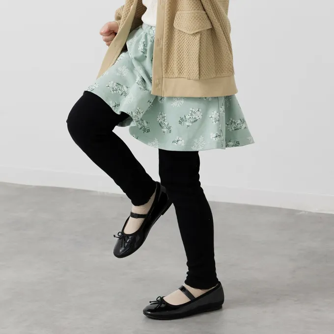 日本 Chil2 - 舒適彈性印花褲裙-小白花-水藍