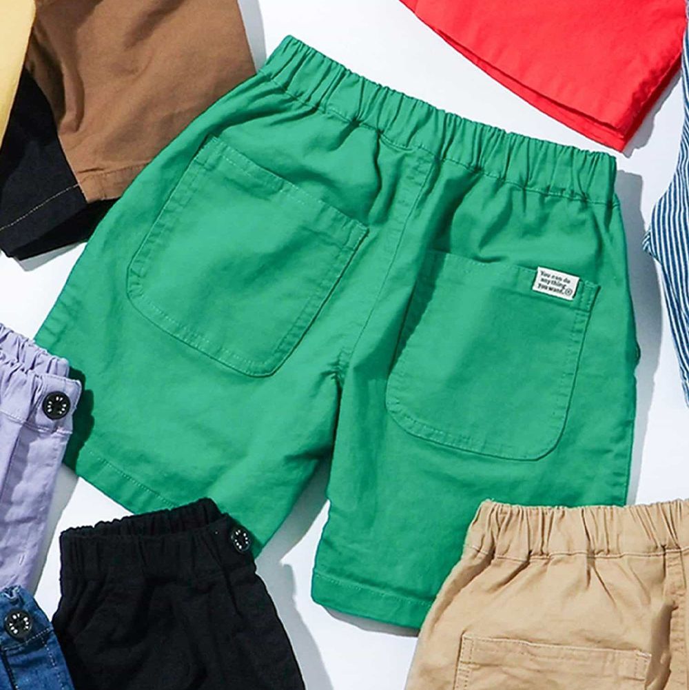 打褶俐落百搭五分褲-草綠