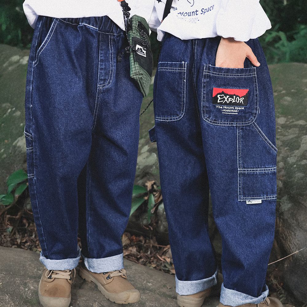 經典百搭休閒牛仔長褲-藍色